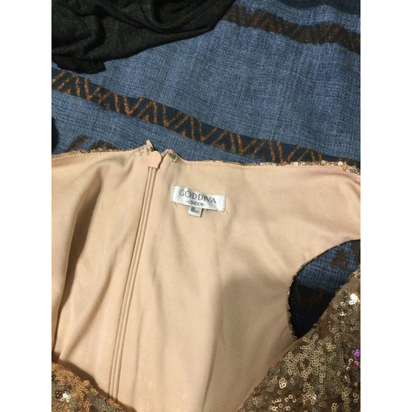 Women's Goddiva London Gold Sequin Mini Dress Size 8 - Picture 3 of 3